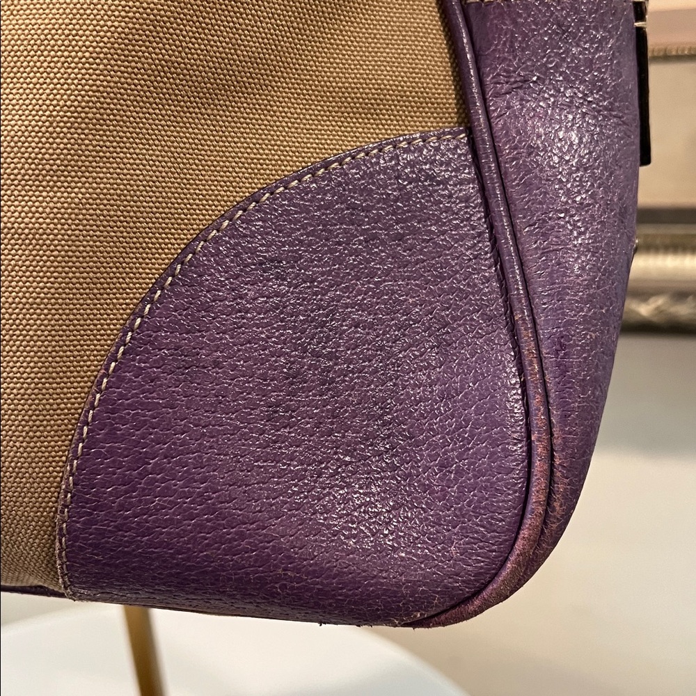 Prada Beige Canvas Satchel with Purple Leather Trim - Picture 4 of 16